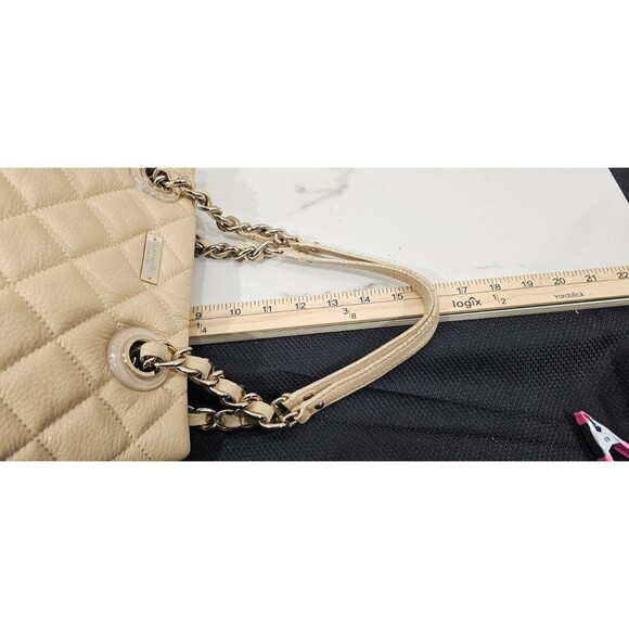 Kate Spade Purse Quilted Leather Chain Straps Gold Coast Maryanne Satchel Beige - Picture 16 of 16